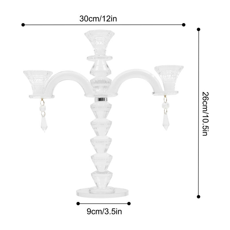 10.5 H Crytal 3-arm Tabletop Candelabra