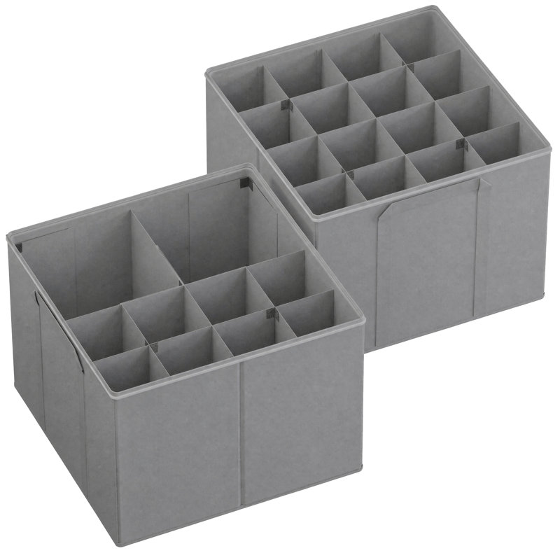 Range-chaussures pour garde-robe - paquet de 2 bacs de rangement pliables pour chaussures avec séparateurs réglables, pour 16 à 32 paires
