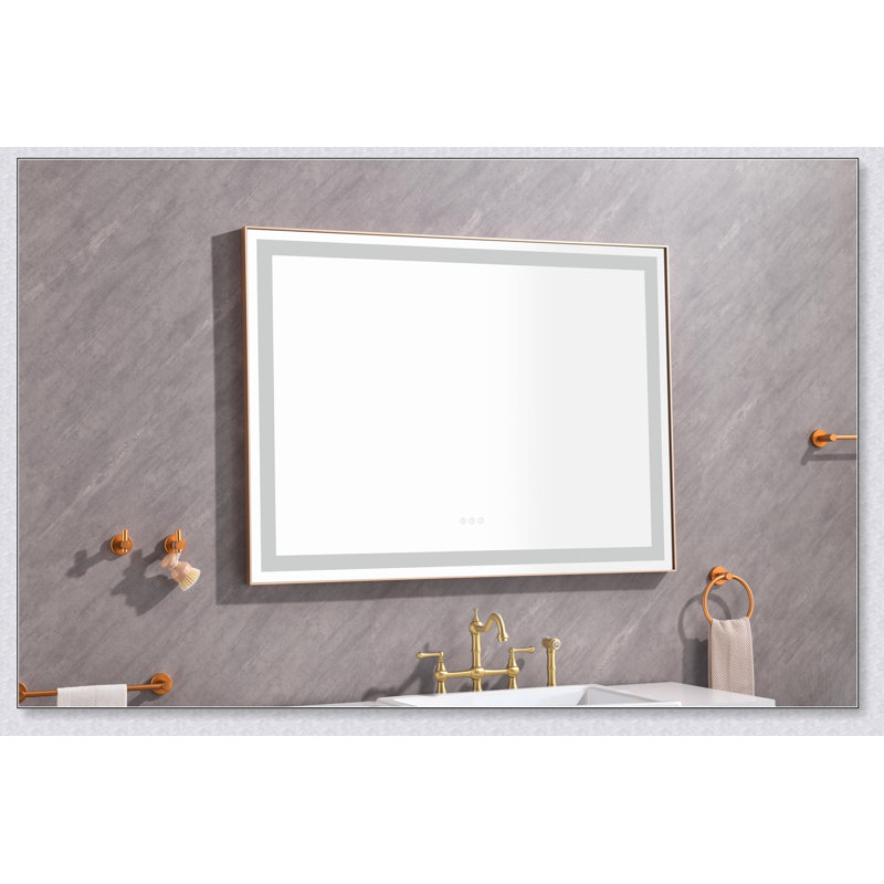 Miroir mural de salle de bain 48 * 36 à DEL avec lumière élevée et antibuée séparément