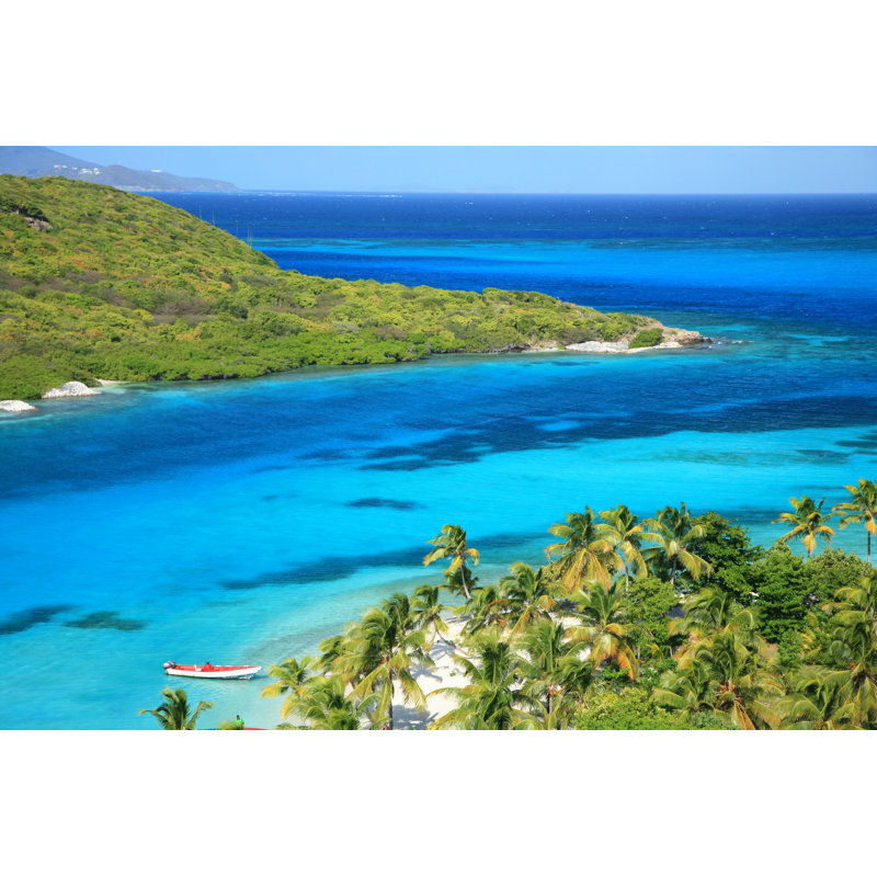 Unspoiled Caribbean Beach by Travelographer - Wrapped Canvas Print, 30cm H x 46cm W