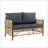 New Comming Outdoor PE Brown Wicker 2Seats Sofa With Grey Cushion And Table Set