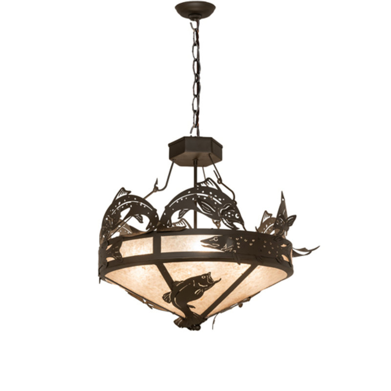 Luminaire suspendu en bronze huilé 4 lumières Gerling