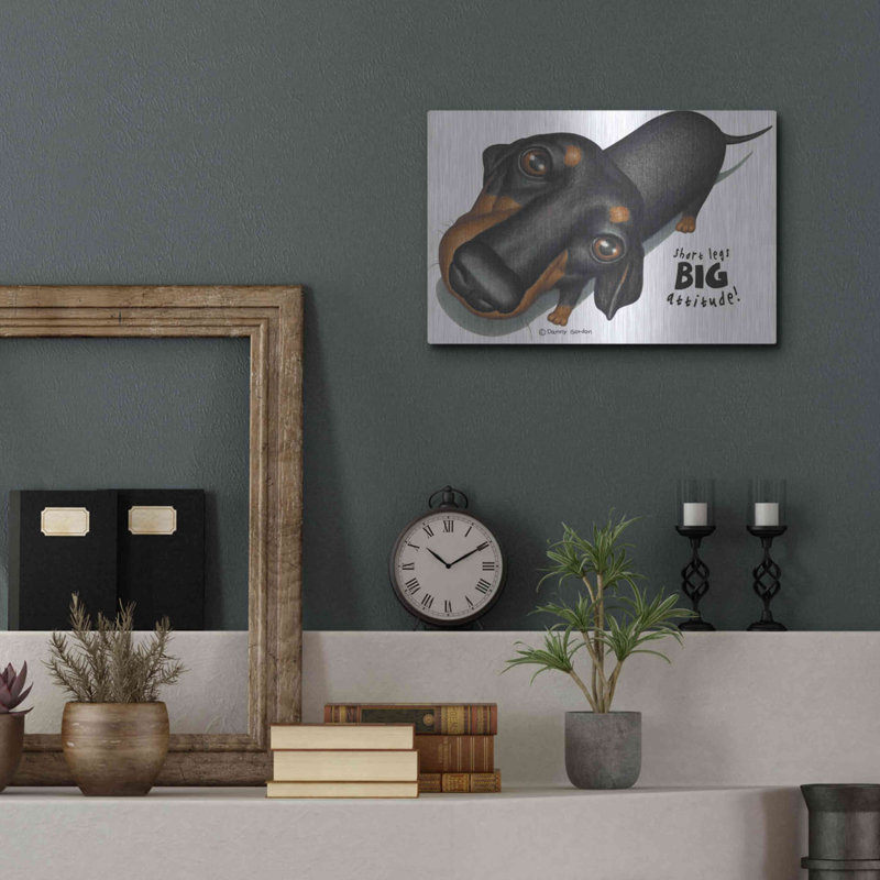«Black Dachshund Look Up» par Danny Gordon, H 12 po x l 16 po