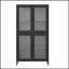 Armoire de rangement classique en métal avec 4 portes en verre et 4 tablettes réglables, verre trempé gaufré pour la présentation et l'organisation