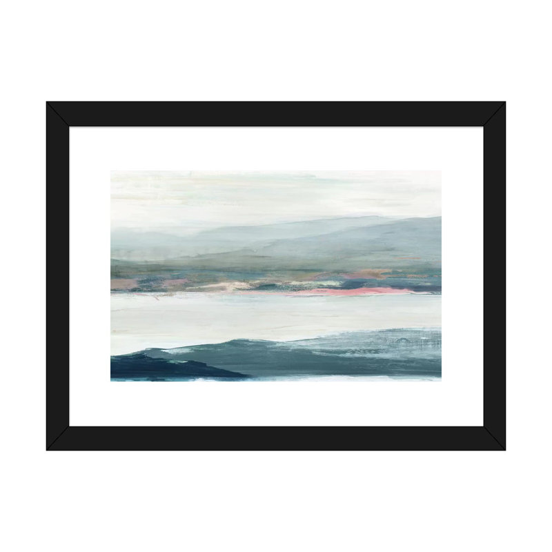 " Peaceful Mind II " by Allison Pearce, White, 16" H x 24" W x 1" D, Black Framed Paper