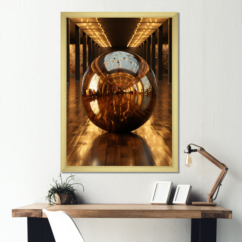 Bronze Bowling Reflections - Bowling, reproduction d'art sur toile, Cadre doré simple, H 20 po x l 12 po x P 1 po