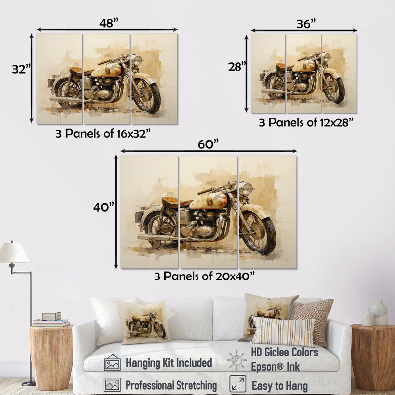 Minimalisme, ensemble d'art mural moto, H 28 po x l 36 po x P 1 po