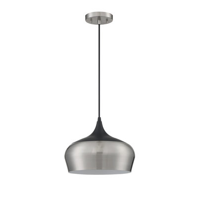 Luminaire suspendu chromé et noir à 1 lumière Kashmira