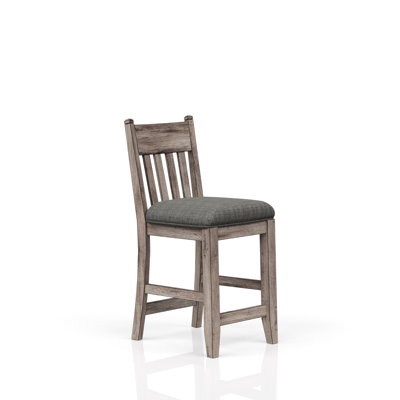 Tabouret de comptoir rustique gris (2) - Siège rembourré, poids de 51 lb, poids de 17,62 po Largeur, 2 tabourets avec sièges H 39,27 po de largeur, 23,57 po de profondeur, bois massif