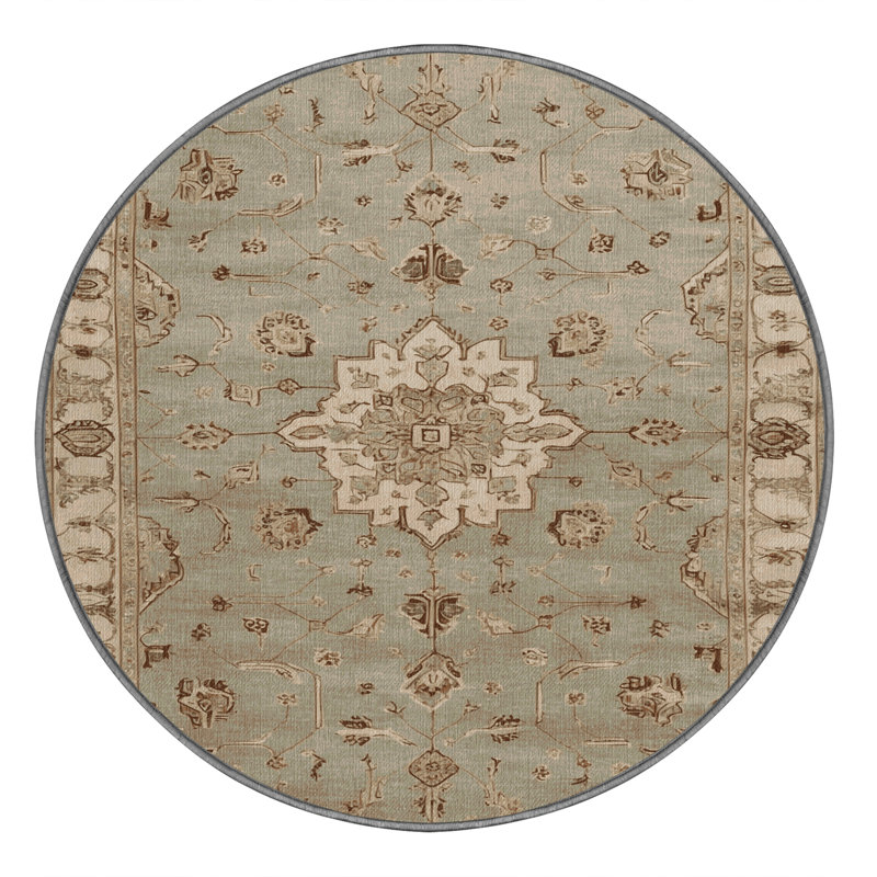Tapis brun Afyon lavable à la machine, Rond 5 pi