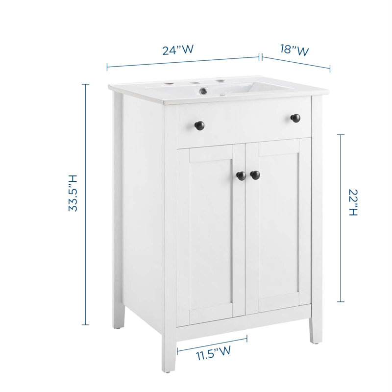 Nantucket 24" Sleek White Bathroom Vanity with Soft-Close Doors