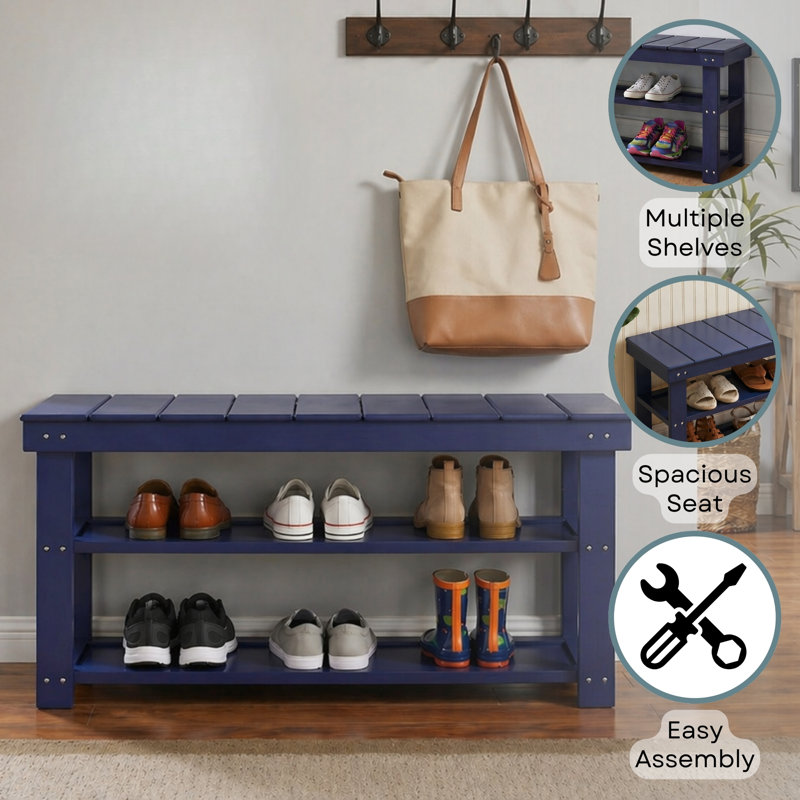 Carrold Storage Bench, Cobalt Blue