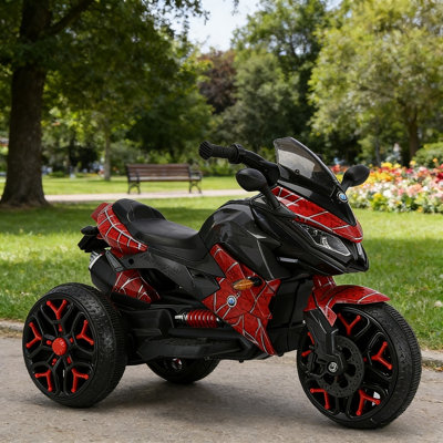 Kids 3-Wheels Ride-On Motorcycle 12V Battery Powered Motorbike With Training Wheels, Electric Ride-On Toy For Kids With Manual Throttle & Music Function