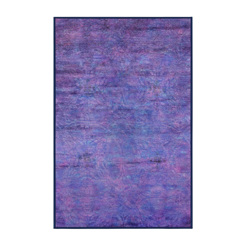 Tapis géométrique bleu / mauve / noir, Rectangle 6 pi x 9 pi
