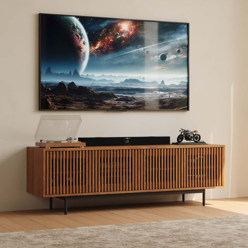 Aeolus Mid-Century Modern TV Stand, Pre-Assembly, 21.26"H x 70.87"L x 18.89"W, Brown