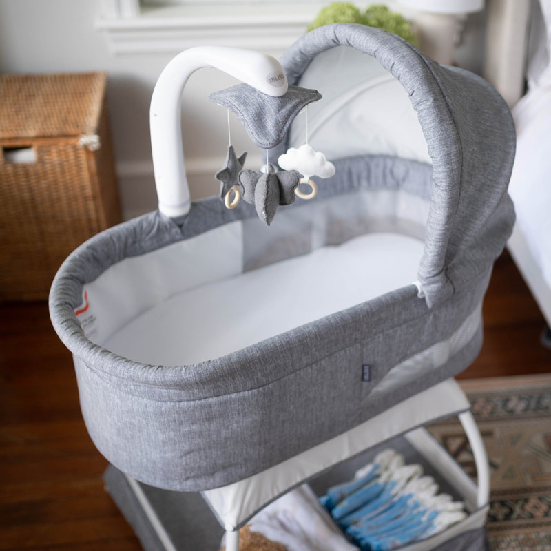 Sweetli Nurture Bassinet - Denim Melange, Gray/White