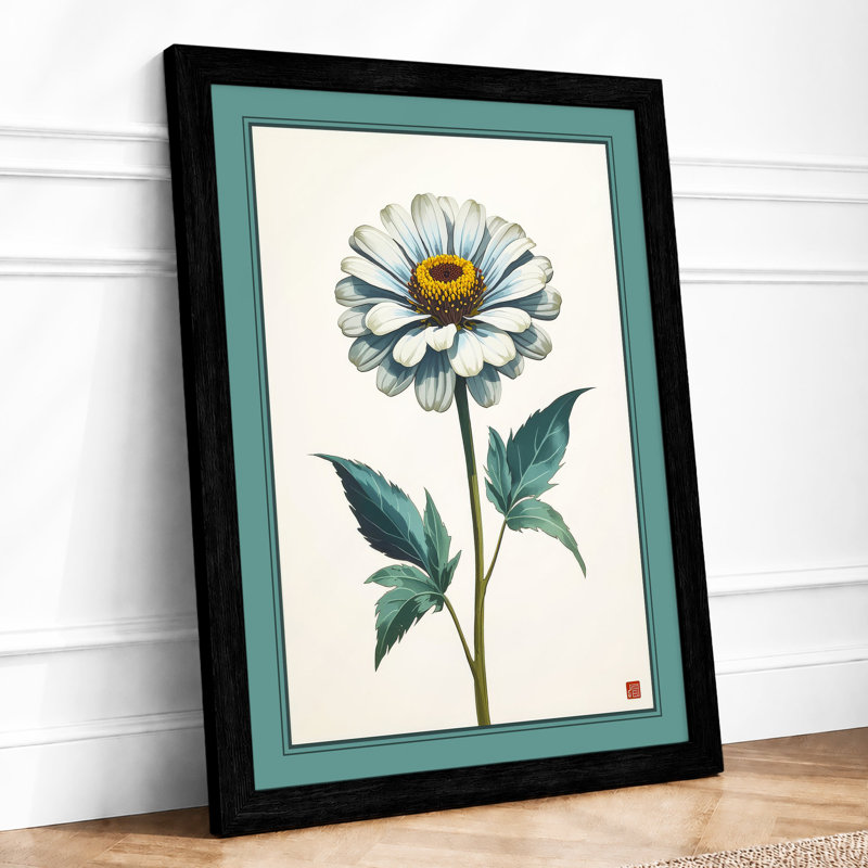 Daisy Study Botanical - Framed Print, A3 - 42.0 x 29.7 cm, Black