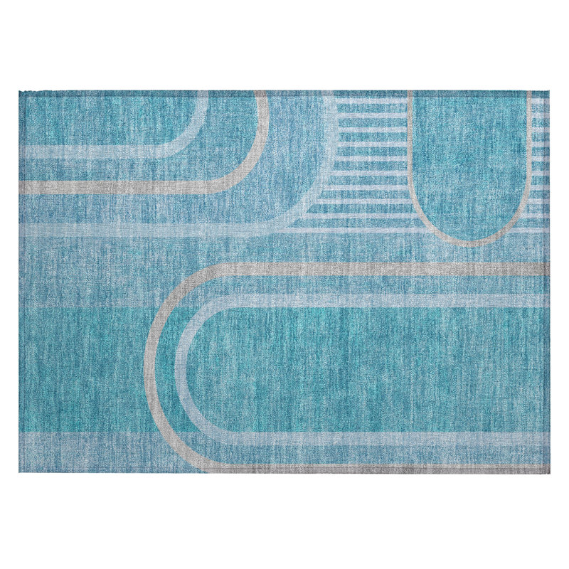 Tapis extérieur lavable antidérapant 2 pi x 3 pi bleu sarcelle