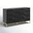 Modern Glam 6-Drawer Dresser, 54" Wide Black Chest with Carved Chevron Drawer Fronts