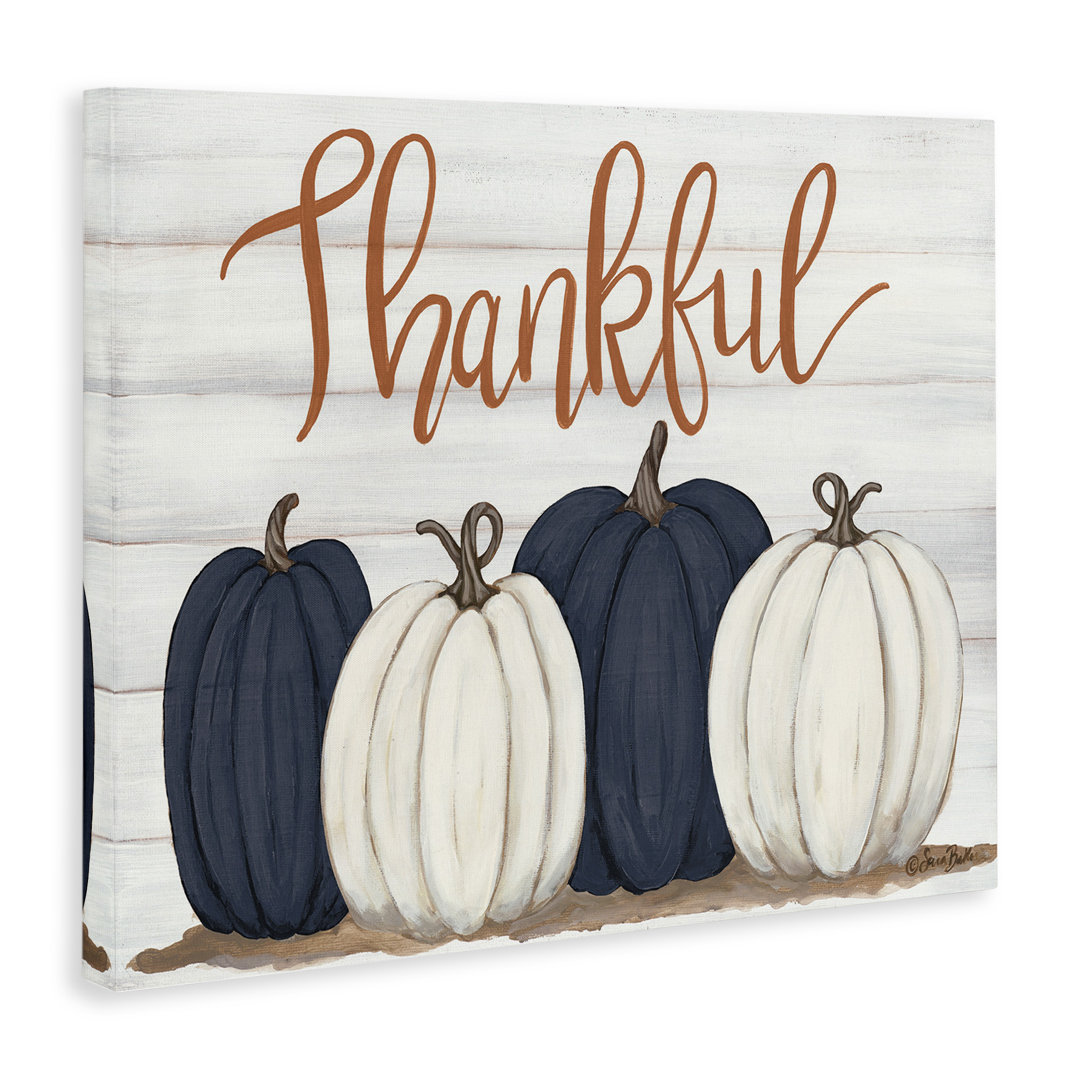 Autumn Farm Pumpkin Harvest with Thankful Phrase by Sarah Baker - Graphic Art Print Stupell Industries 