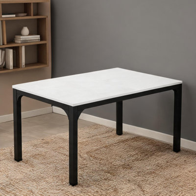 Bureau de direction rectangulaire 78,8 pouces, style industriel, panneau de fibres à densité moyenne avec fer thermolaqué, finition noire