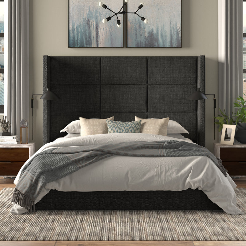 Lit escamotable capitonné standard Esparto, Revolution® gris anthracite, Très grand (haut)