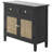Anaye Wood Handmade 2 Drawers and 2 Door Black Cabinet with Rattan Front