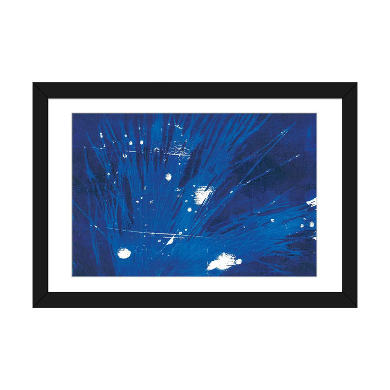 « indigo burst ii », reproduction sur toile, Papier d'art encadré noir, Blanc, H 16 po x l 24 po x P 1 po
