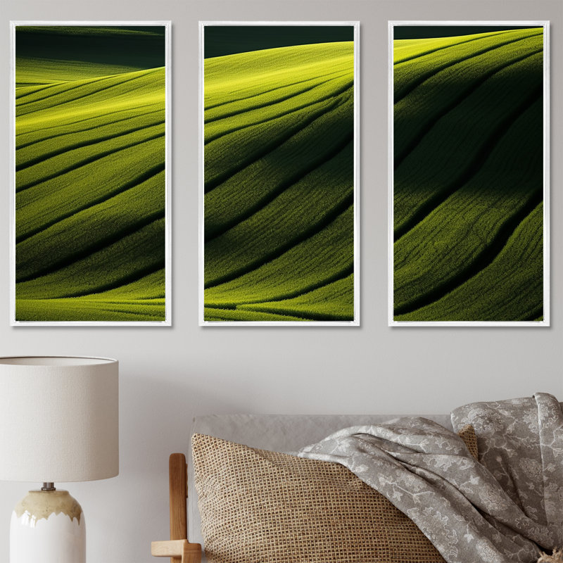 Photographie de prairie verdoyante - ensemble d'art mural prairie, Cadre flottant blanc, H 28 po x l 36 po x P 1 po