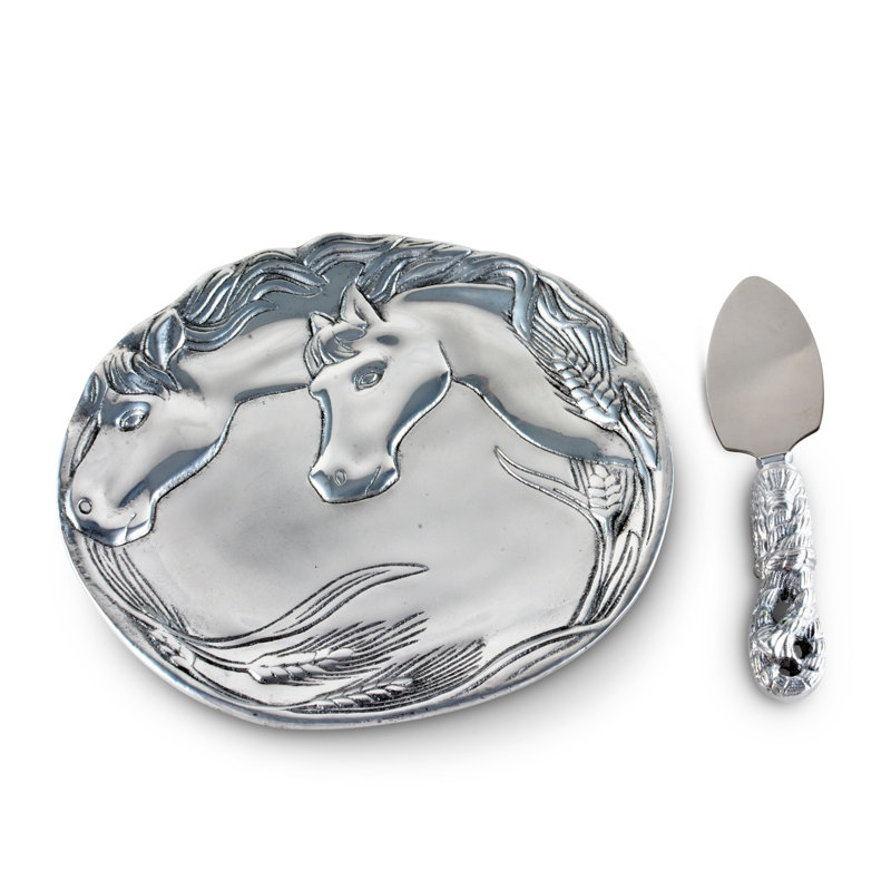 Equestrian Aluminum Horse Plate with Triangular Server