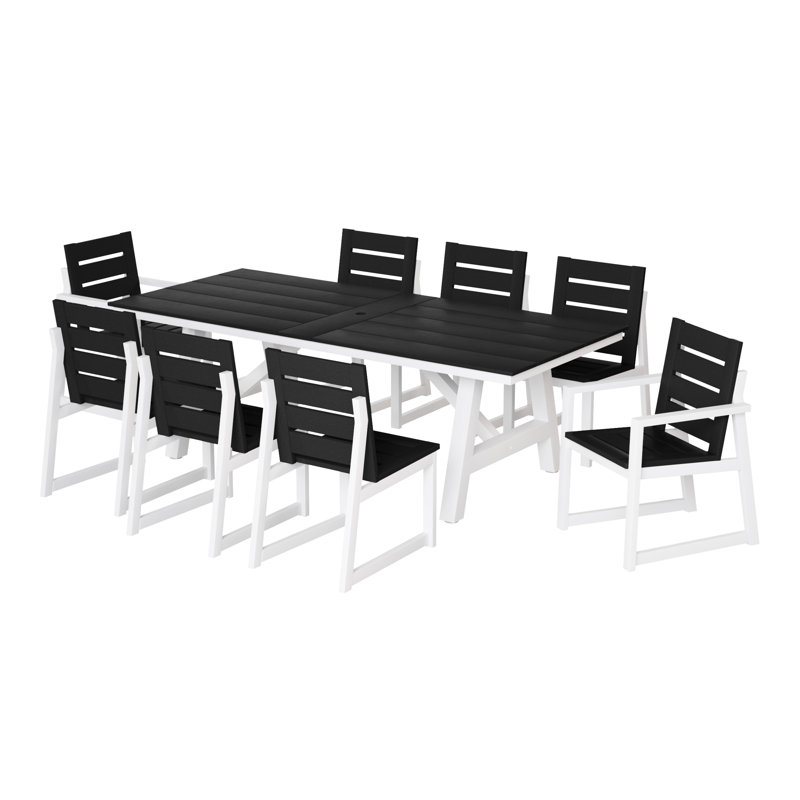 Ensemble repas 9 pièces pour l'extérieur, Black