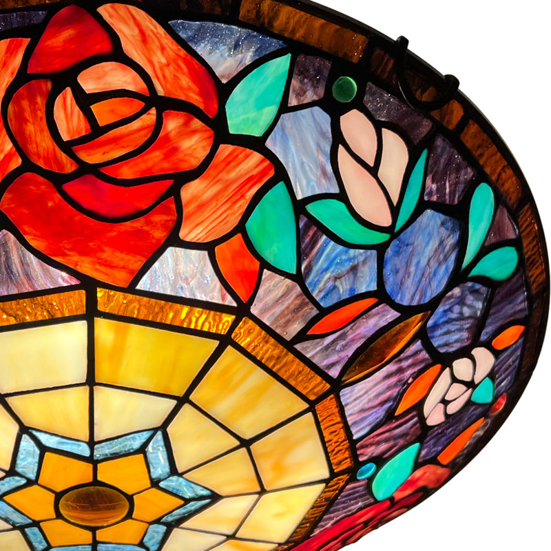 Tiffany Ceiling Lights, Stained Glass Ceiling Light 3-Lights 16 Inch Tiffany Flush Mount Ceiling Light