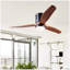 Ventilateurs de plafond en bois à intensité variable de 52 pouces avec lumières et télécommande - Ventilateur de plafond à profil bas 3 pales pour patio Ventilateur de chambre à coucher avec éclairage pour porche de salon