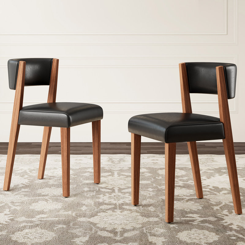  Ensemble de 2 chaises de salle à manger en cuir PU avec pieds en bois de pin Mendivil, 2