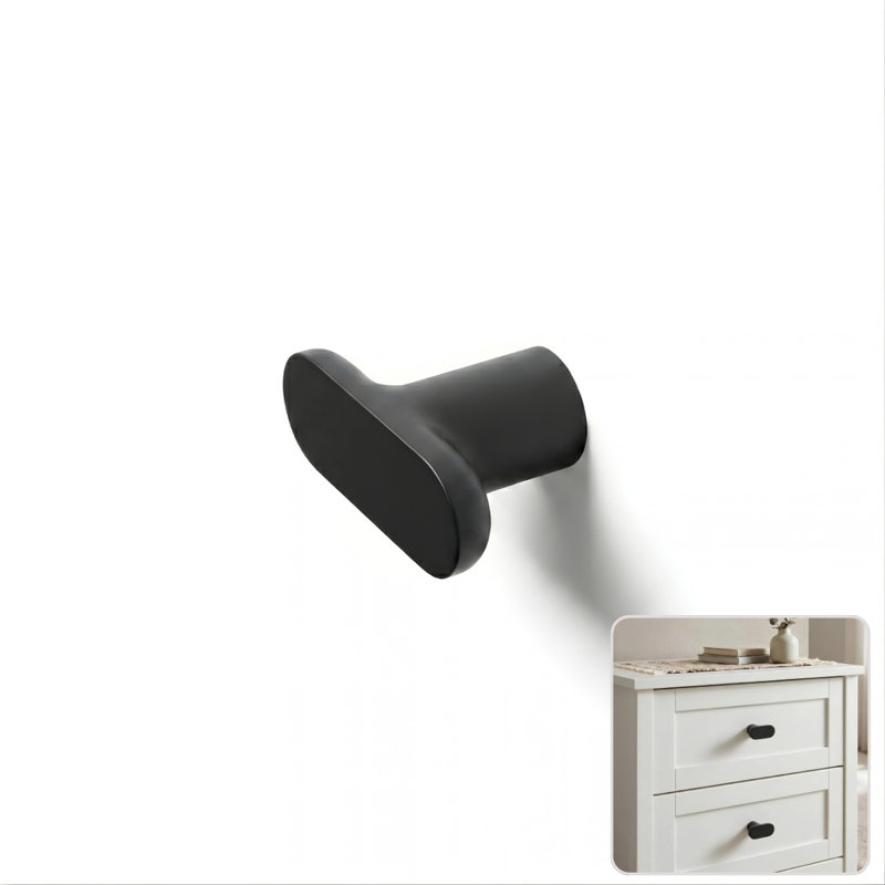 1.75" Oval Knob, Charcoal (Black)