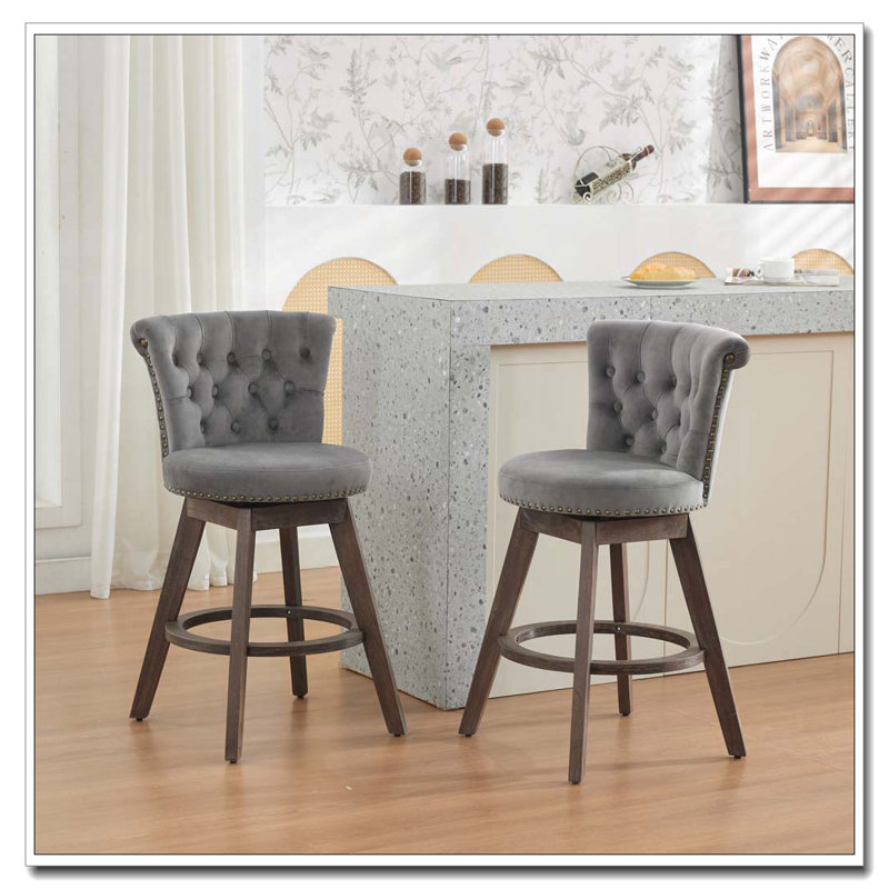 Tabouret de bar pivotant à 360 °, Gris
