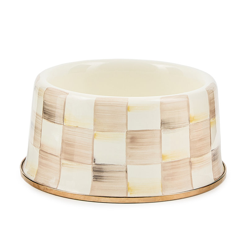 Mocha Check Cat Dish, 1 cup, Brown/White