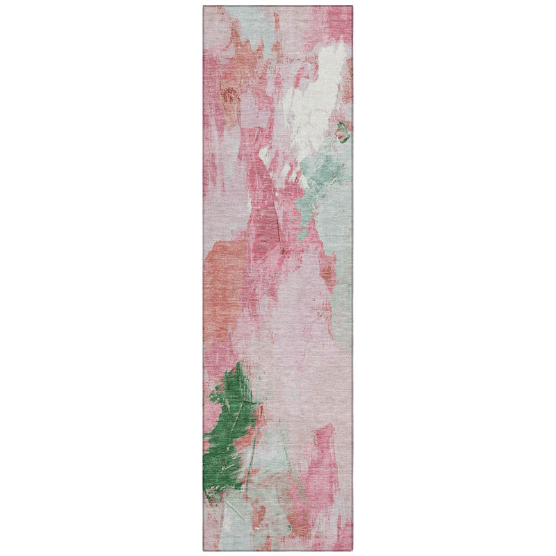 Machine Washable Indoor/Outdoor Xhevrie Blush Rug, Runner 2'3" x 7'6"