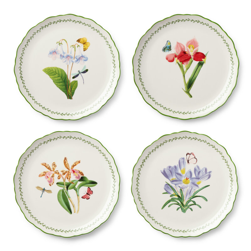 Mirabella Porcelain Dinner Plate Set of 4, elegant lightweight plates with artistic patterns, ideal for everyday meals, entertaining, brunch, mix and match styling and beautifully coordinated table settings