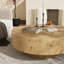 Table basse ronde en bois massif de 31,5 po et 35 po - Motifs de tourbillons naturels uniques, conception élégante incurvée, centre de table fabriqué à la main-632982336-632982339