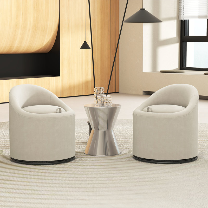 1 fauteuil demi-tonneau avec rangement pivotant à 360 ° avec dossier beige PCS, Beige
