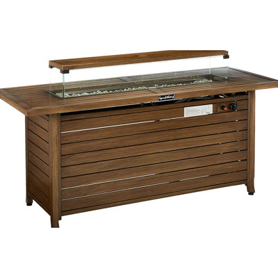 Table de foyer au propane de 57 pouces, 50 000 BTU, rectangulaire avec couvercle et pare-vent, jaune-brun, pour un jardin, une terrasse, un patio ou une fête en plein air inoubliable. 50 000 BTU, rectangulaire, acier brun.