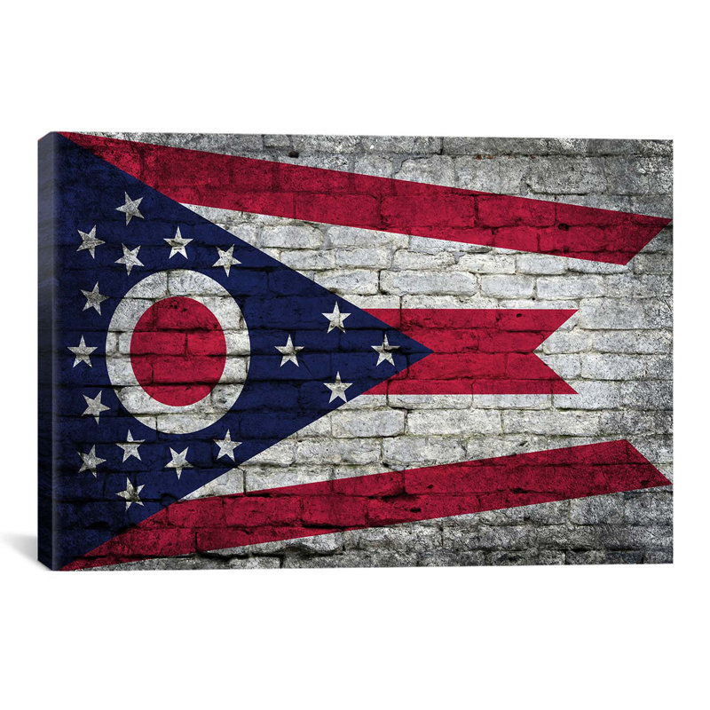 «Flags Ohio Brick», impression sur toile, H 26 po x l 40 po x P 1,5 po, Pas de tapis, Toile tendue