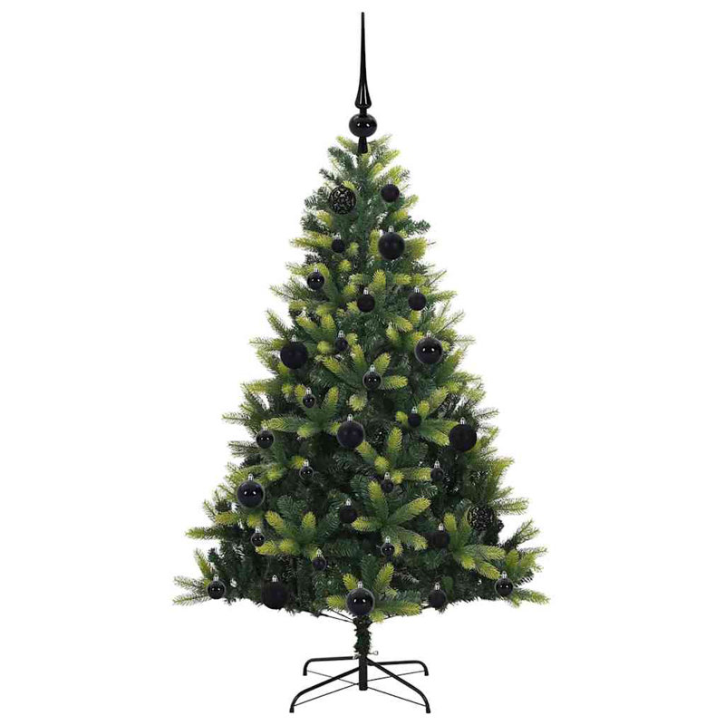 Artificial Hinged Christmas Tree 150 LEDs Green, Black, 3.94' H