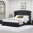 57" Velvet Button Tufted Wingback Full Bed Frame with Storage Drawers, No Box Spring Needed, Black-11630332-11630333