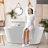 63'' x 29.5'' Freestanding Soaking Bathtub Oversize  Acrylic Stand Alone Oval Bathroom Tub for Two Person-93659335
