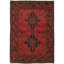 Tapis de zone en laine rouge 3 pi 4 po x 4 pi 10 po one-of-kind à la main-noué la 2010 esari turque Allaina