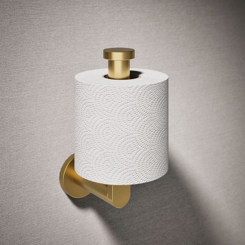 Vertical Wall Mount Toilet Paper Holder, Brushed Gold
