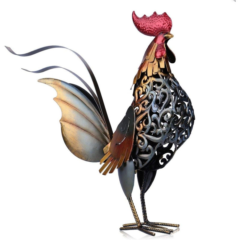 Too-arts Metal Rooster Sculpture