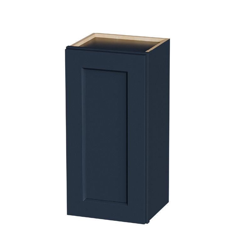 Armoire murale 15 po en bois massif bleu marine avec 2 tablettes réglables prêtes à assembler pour la cuisine, la salle de bain, la buanderie et le garage